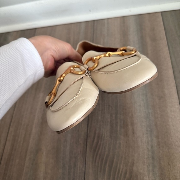 Anthropologie bibi Lou genuine leather loafer cream gold size 38 - Picture 4 of 6